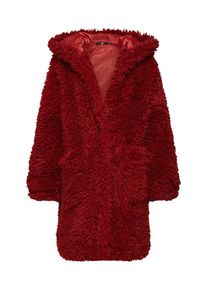 Missguided, Damen Mantel 'HOODED CURLY BORG LONGLINE COAT', Rot