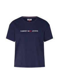 Tommy Jeans, Damen Shirt 'TJW CLEAN LINEAR LOGO TEE', Navy / Wei&szlig;