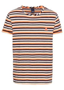 Scotch & Soda SCOTCH & SODA, Herren T-Shirt 'Ams Blauw simple jersey tee with contrast stitch and badge', Dunkelorange / Schwarz / Wei&szlig;