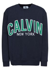 Calvin Klein Jeans, Herren Sweatshirt 'GRAPHIC CREW NECK', Nachtblau / Gr&uuml;n