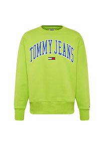 Tommy Jeans, Herren Sweatshirt 'TJM CLEAN COLLEGIATE CREW', Blau / Neongr&uuml;n