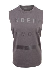Under Armour, Damen Sportshirt 'Linear Wordmark', Greige / Dunkelgrau