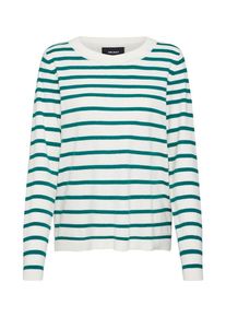 Object, Damen Pullover 'OBJVIVI L/S KNIT', Gr&uuml;n / Wei&szlig;
