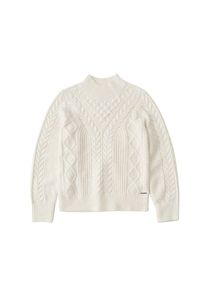 Abercrombie & Fitch Abercrombie & Fitch, Damen Pullover 'CABLE MOCK NECK & PATTERN', Creme