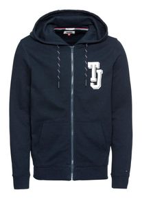 Tommy Jeans, Herren Sweatjacke 'TJM ESSENTIAL GRAPHIC ZIPTHRU', Nachtblau / Wei&szlig;