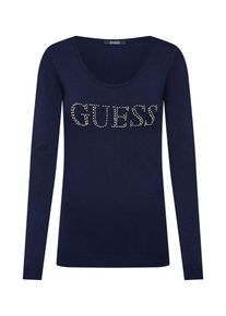 Guess, Damen Pullover 'BRIGITTE LS LOGO SWEATER', Navy / Silber