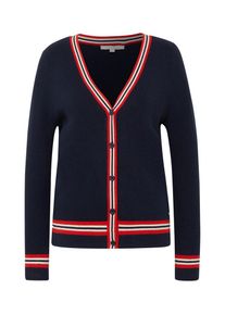 Tom Tailor Denim, Damen Strickjacke, Navy / Feuerrot / Naturwei&szlig;