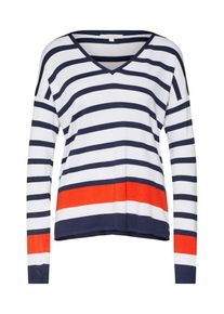 Tom Tailor Denim, Damen Pullover, Blau / Hummer / Wei&szlig;