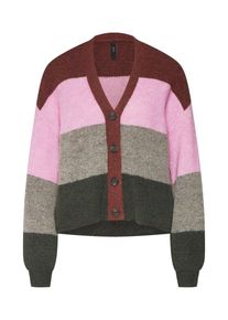 Y.A.S, Damen Colourblocking Strickjacke, Gr&uuml;n / Pink / Rot