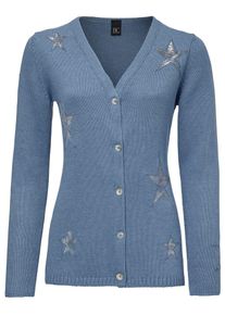 Heine, Damen Cardigan mit Strickmix, Rauchblau