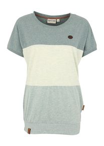 Naketano, Damen T-Shirt 'Meinen R&uuml;cken Schm&uuml;cken', Creme / Rauchblau / Hellgrau