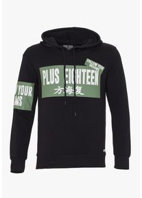 PLUS EIGHTEEN, Herren Kapuzenpullover, Schwarz