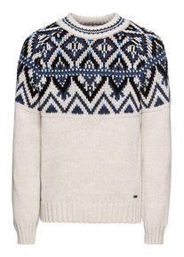 BOSS, Herren Pullover 'Akaoki 10210395 01', Beige / Dunkelblau