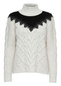 Only, Damen Pullover, Schwarz / Wollwei&szlig;