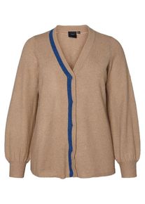 JUNAROSE, Damen Strickjacke, Blau / Hellbraun