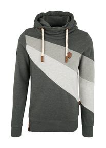 Naketano, Herren Sweatshirt 'Happiness is my Enemy', Hellgrau / Graumeliert / Dunkelgr&uuml;n