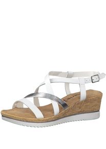 Tamaris, Damen Sandale 'Keilsandalette', Silber / Wei&szlig;