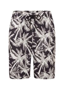 Urban Classics, Herren Shorts 'Pattern Resort', Schwarz / Wei&szlig;