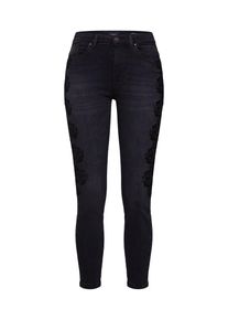 Only, Damen Jeans 'onlCORIN MID SK ANK LACE JEANS REA2265', Black Denim