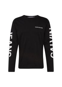 Calvin Klein Jeans, Herren Shirt 'INSTITUTIONAL BACK PRINT LS REG', Schwarz / Wei&szlig;
