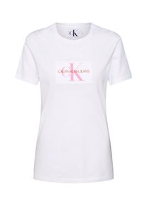 Calvin Klein Jeans, Damen Shirt 'FLOCK MONOGRAM SLIM TEE', Rosa / Wei&szlig;