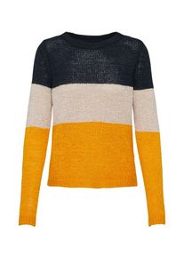 Only, Damen Strickpullover 'GEENA', Nachtblau / Orange / Puder