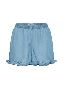 Only, Damen Shorts 'onlGIGI FRILL', Blue Denim