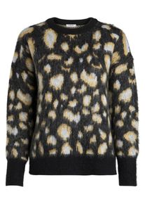 Pieces, Damen Gemusterter Woll Pullover, Schwarz