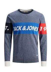 Jack & Jones JACK & JONES, Herren Colourblocking Pullover, Blau / Taubenblau / Rot / Schwarz