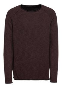 Review, Herren Pullover '2TN SLUB RAGLAN', Burgunder / Schwarz