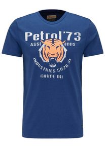 PETROL INDUSTRIES, Herren T-Shirt, Blau / Orange / Perlwei&szlig;