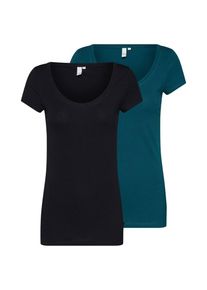 Q/S Designed By, Damen Shirt, Petrol / Schwarz