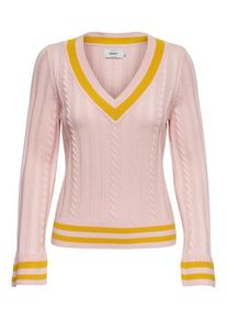 Only, Damen Strickpullover, Goldgelb / Rosa