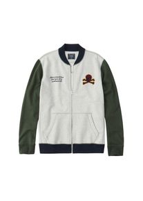 Abercrombie & Fitch Abercrombie & Fitch, Herren Sweatjacken 'SKULL LOGO BASEBALL', Blau / Grau