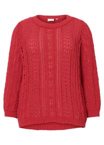 JUNAROSE, Damen Zopfstrick Pullover, Rot