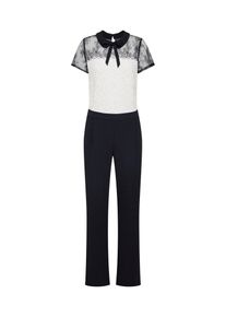 comma, Damen Jumpsuit, Schwarz / Wei&szlig;