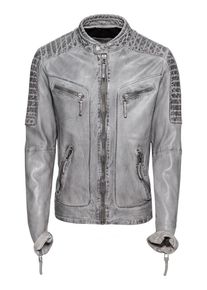 Freaky Nation, Herren Lederjacke 'Best Buddy', Grau
