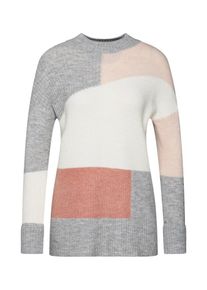 New Look, Damen Pullover '04.05 WW PATCHWORK JUMPER P182', Grau / Rosa / Wei&szlig;