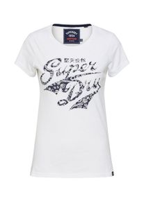 Superdry, Damen T-Shirt 'PAISLEY STACKER ENTRY TEE', Navy / Wei&szlig;
