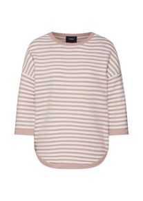 Object, Damen Pullover 'MORGAN', Rosa / Wei&szlig;