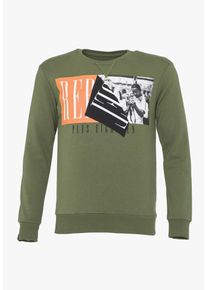 PLUS EIGHTEEN, Herren Sweatshirt, Khaki / Schwarz / Offwhite