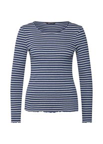 Only, Damen Shirt 'onyBELLA L/S RIB TOP JRS', Blau / Hellgrau