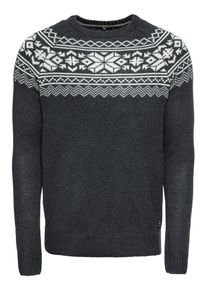 Blend, Herren Pullover, Basaltgrau / Wei&szlig;
