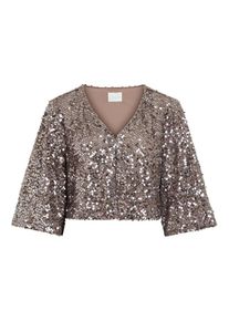Vila, Damen Strickjacke 'Sparrow', Greige / Silber