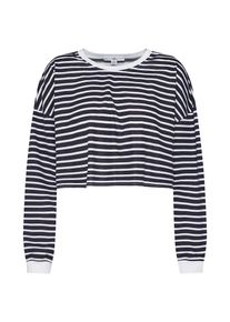 Missguided, Damen Shirt 'STRIPE DROP SHOULDER OVERSIZED CROP TOP', Navy / Wei&szlig;