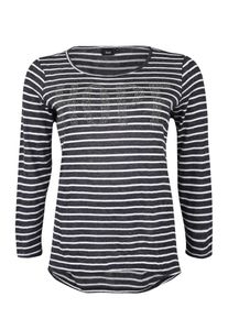 ZIZZI, Damen Shirt 'EINGE, L/S, BLOUSE', Dunkelblau / Wei&szlig;