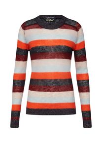 Scotch & Soda SCOTCH & SODA, Damen Pullover 'Knitted crew neck in colourful stripes', Creme / Aubergine / Rot
