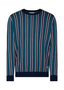 Jack & Jones JACK & JONES, Herren Pullover 'VERTICAL CREW NECK', Nachtblau / Petrol / Rosa