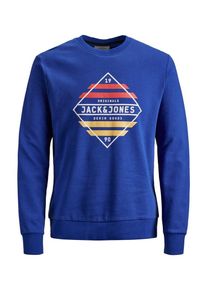 Jack & Jones JACK & JONES, Herren Sweatshirt, Saphir / Gelb / Orangerot / Wei&szlig;
