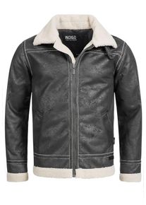 INDICODE JEANS, Herren Bomberjacke 'Barnabas', Dunkelgrau / Wei&szlig;